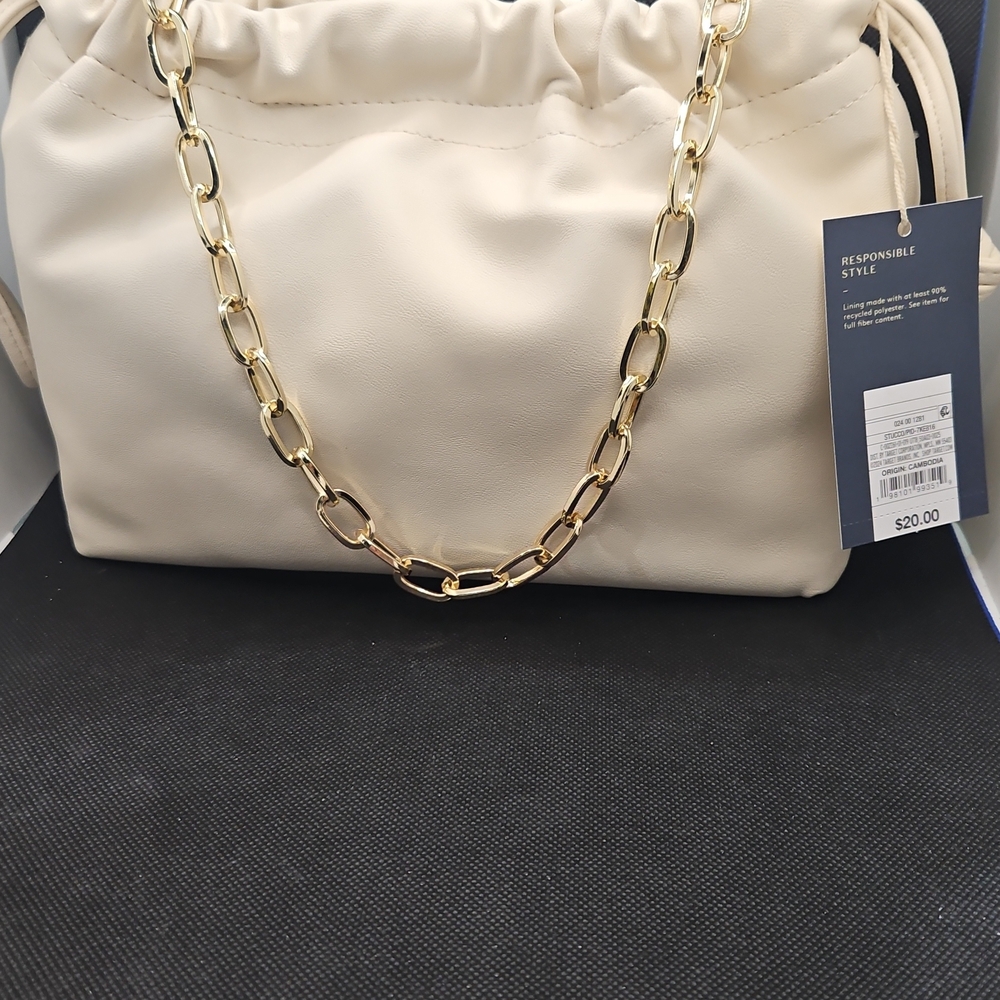 Elegant Cream Chain Shoulder Bag